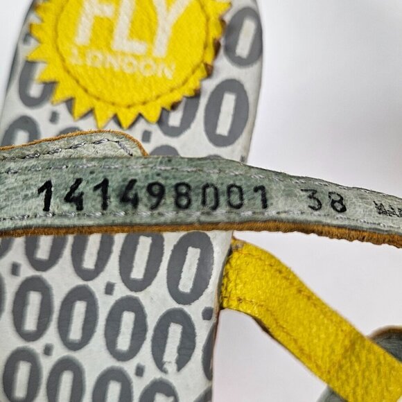 Fly London Floral Cutout Yellow Leather Retro Wood Platform Heel Sandal 7-7.5 - Picture 11 of 13